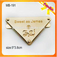 MB191 placa de logotipo de metal personalizado para bolsas com logos gravados fornecedor guangzhou